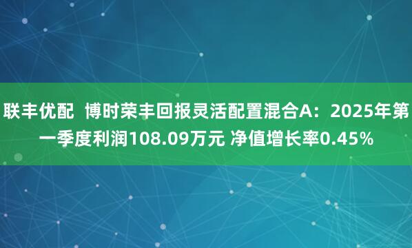 联丰优配  博时荣丰回报灵活配置混合A：2025年第一季度利润108.09万元 净值增长率0.45%